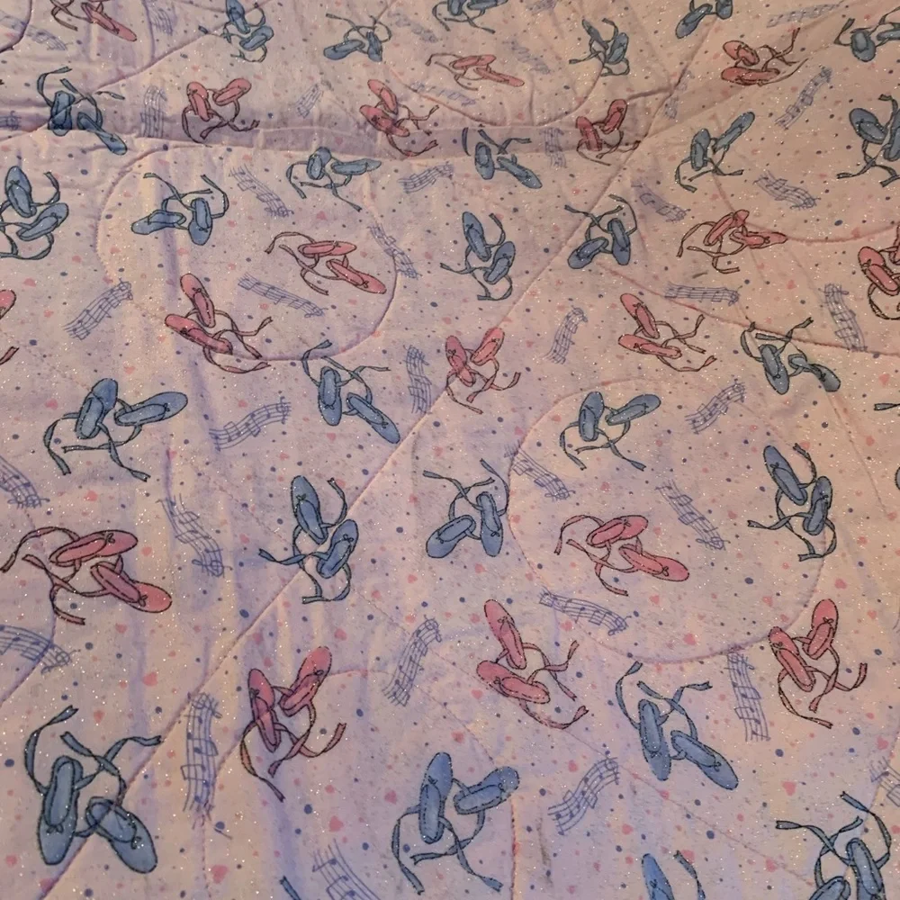 Pink and Green Ballet Slippers Handmade Quilt